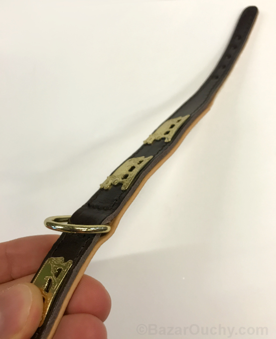 Leather dog collar with metal cow
