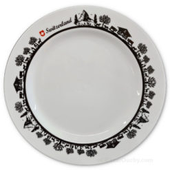 Plato de decoupage de poya suizo blanco y negro