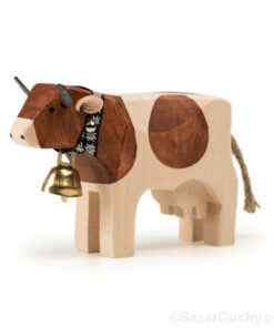 Vache en bois suisse tache brune