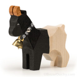 Chèvre noir et blanche jouet en bois suisse