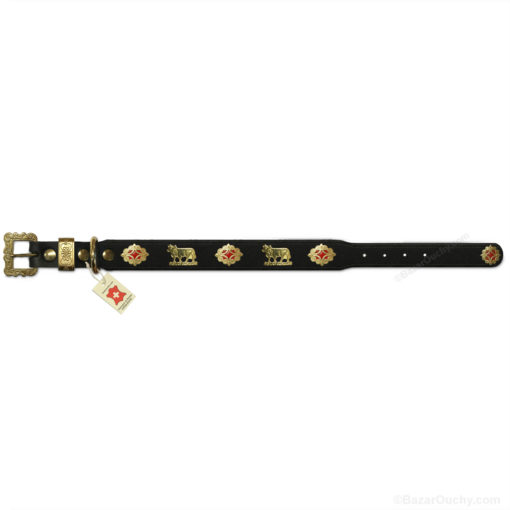 Dog collar with metal cow