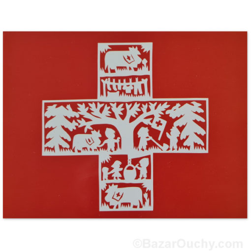 Swiss poya paper cutting postcard