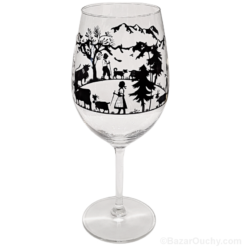 Copa de vino poya decoupage suizo