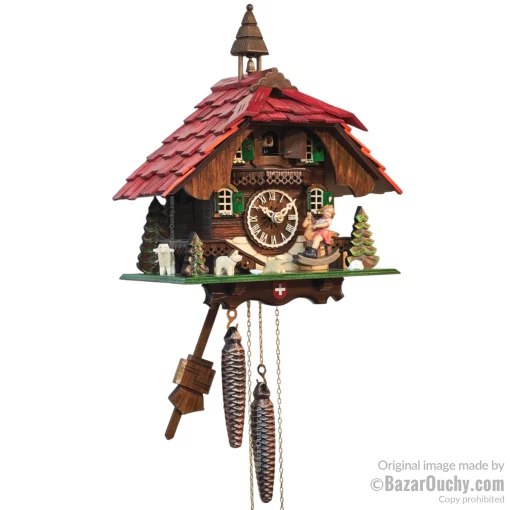 Horloge chalet coucou avec croix suisse à Lausanne