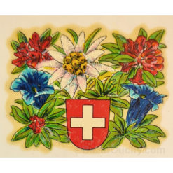 Décalque écusson suisse et fleurs suisse