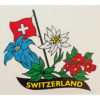 Adhesivo con escudo suizo y flores suizas