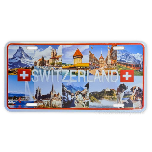 Swiss metal car plate