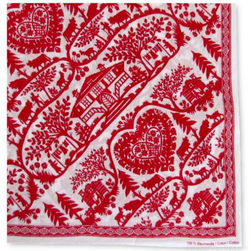 Red and white swiss poya decoupage scarf