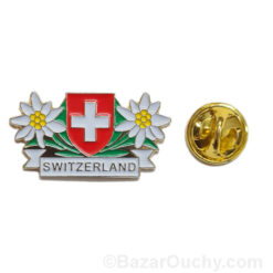 Pin's Edelweiss y bandera suiza