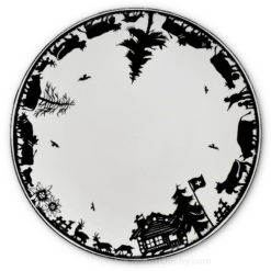 Black and white Swiss poya decoupage plate