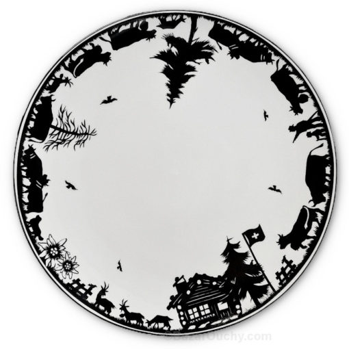 Assiette decoupage poya suisse noir et blanche