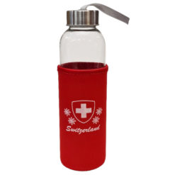 Bouteille en verre avec protection - Croix suisse