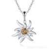 Edelweiss silver necklace - 2cm - Orange_