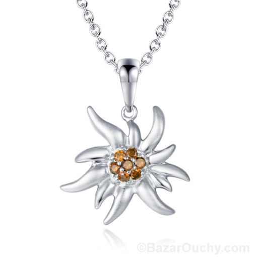 Collana in argento stella alpina - 2cm - Arancione_
