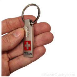 Swiss flag keyring - 3 rhinestones