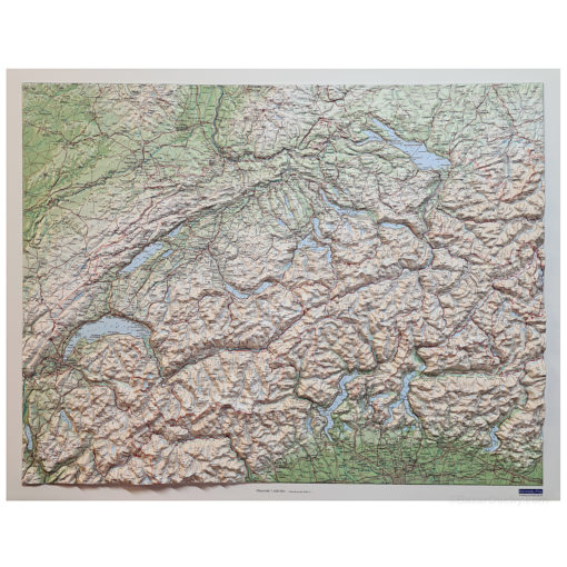 Mapa suizo en relieve 3D