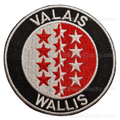 Round Valais flag patch to sew on