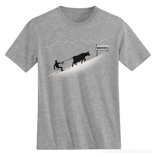 T shirt switzerland vache tire skieur