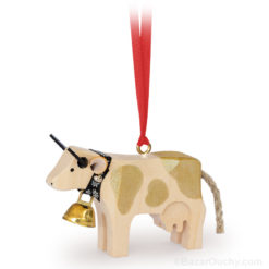 Vache en bois suisse dorée