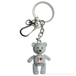 Metal keychain bear - I love Swiss