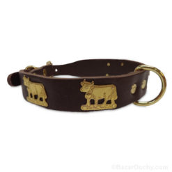 Metal cow leather dog collar