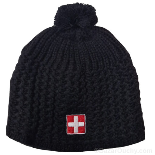 Bonnet suisse noir croix suisse
