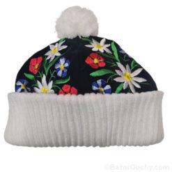 Bonnet suisse noir enfant - Fleurs_