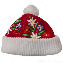 Children's red Swiss hat - Flowers_