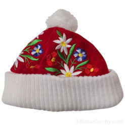 Gorro suizo rojo infantil - Flores_