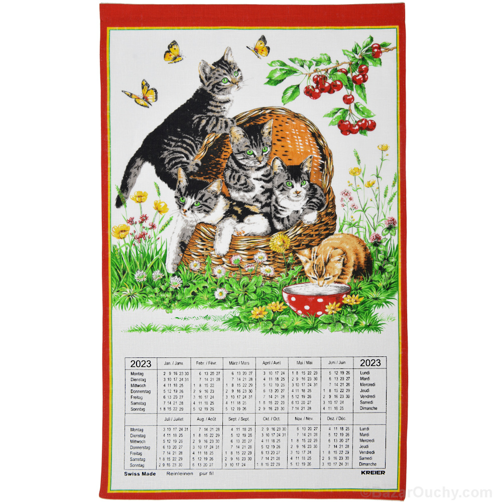 Calendrier Chat 2023 Calendrier Suisse En Tissu – 2023 - Chats - Bazarouchy
