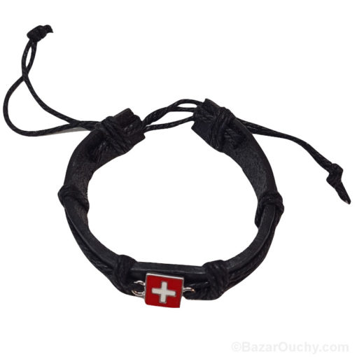 Pulsera de cruz suiza tipo cuero