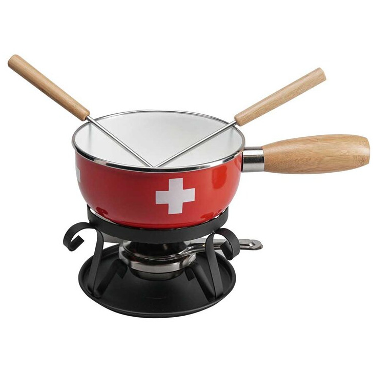 Fondue Set – Swiss Cross Caquelon - Small