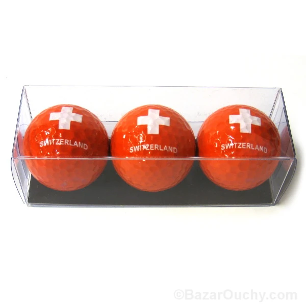 Balle de golf croix suisse rouge - 3 pieces