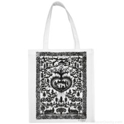 Bolso tote bag de tela - Poya blanco y negro decoupage