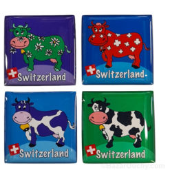 Juego de 4 imanes de vaca suiza - Cuadrados