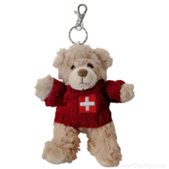 Portachiavi in ​​peluche con t-shirt con croce svizzera Teddy bear