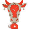 Orologio a pendolo svizzero con testa di mucca - Rosso