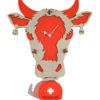 Horloge pendule tête de vache suisse - Rouge