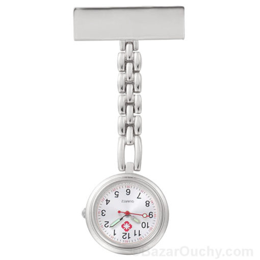 Montre infirmière métal argent - Nom personnalisable