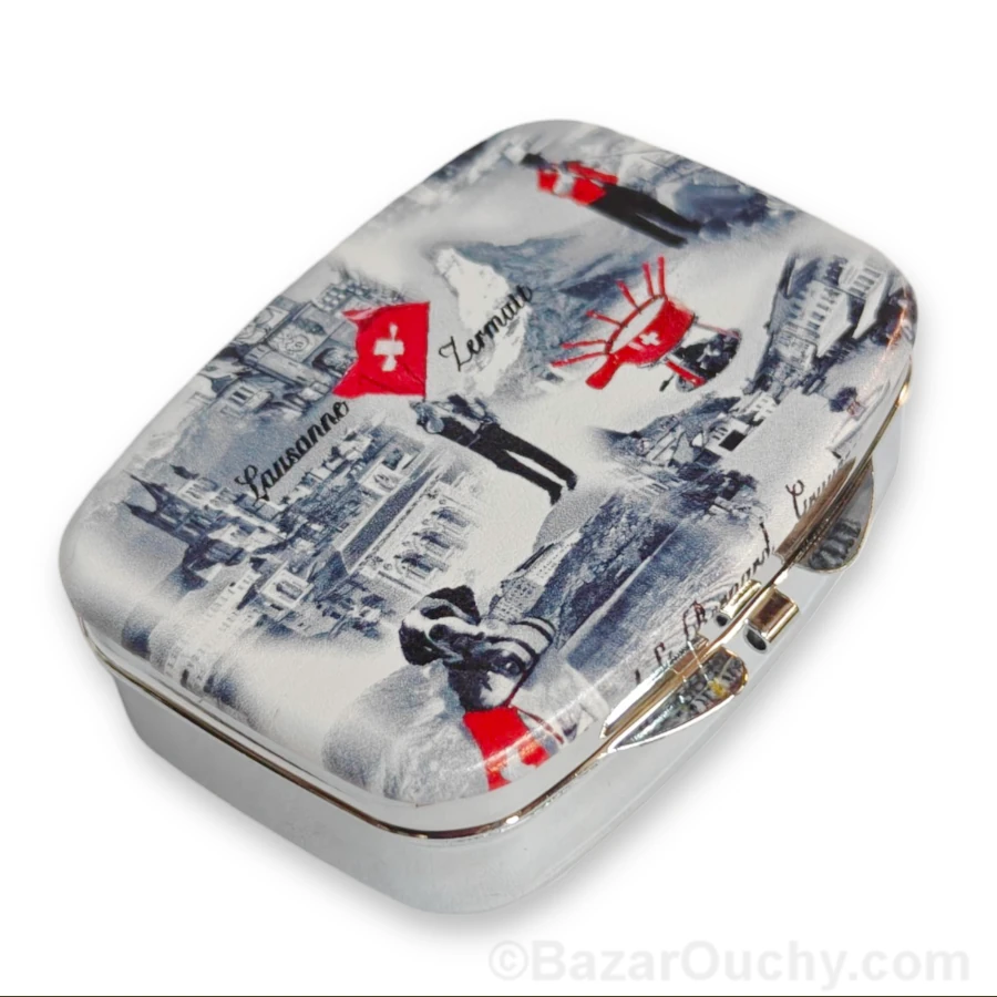 Boite a pilules - Rectangulaire - Motifs suisse