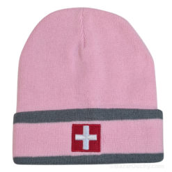 Swiss cross pink beanie