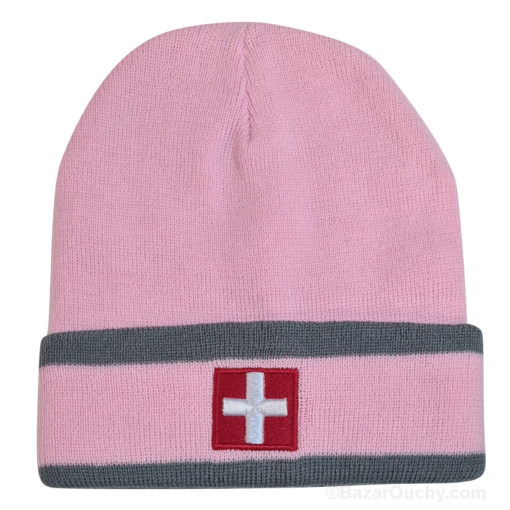 Swiss cross pink beanie