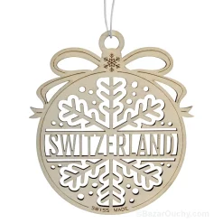 Boule noël bois - Suisse Décoration