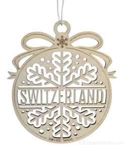 Boule noël bois - Suisse Décoration