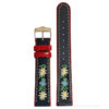 Folk embroidered Swiss flower watch band - Blue red