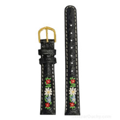 Folk Embroidered Swiss Flower Watch Strap - Dark Gray__