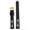 Volksgesticktes Schweizer Blumen-Uhrenarmband - Schwarz__