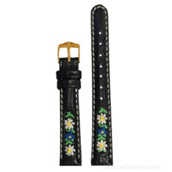 Correa de reloj con flor suiza bordada Folk - Negro__