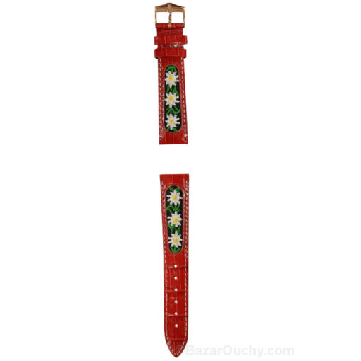 Volksgesticktes Schweizer Blumenarmband - Rot - Lang