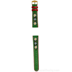 Correa de reloj con flor suiza bordada Folk - Rojo Verde - Larga